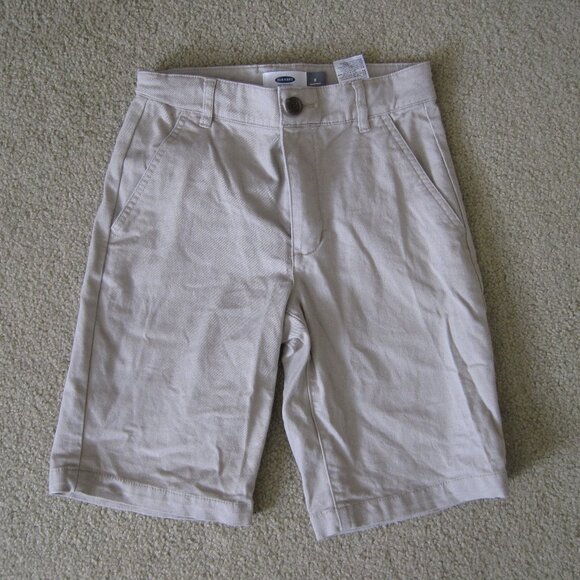 Set of 2 Old Navy Boy’s 8 Slim Navy Blue Shark Khaki Tan Ecru Shorts Summer - Picture 4 of 13
